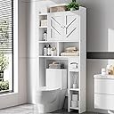 Over the Toilet Storage Cabinet, Freestanding Storage Cabinet Over Toilet, Bathroom Storages Organizer Cabinets with Toilet Paper Holder Stand and Adjustable Shelf, White