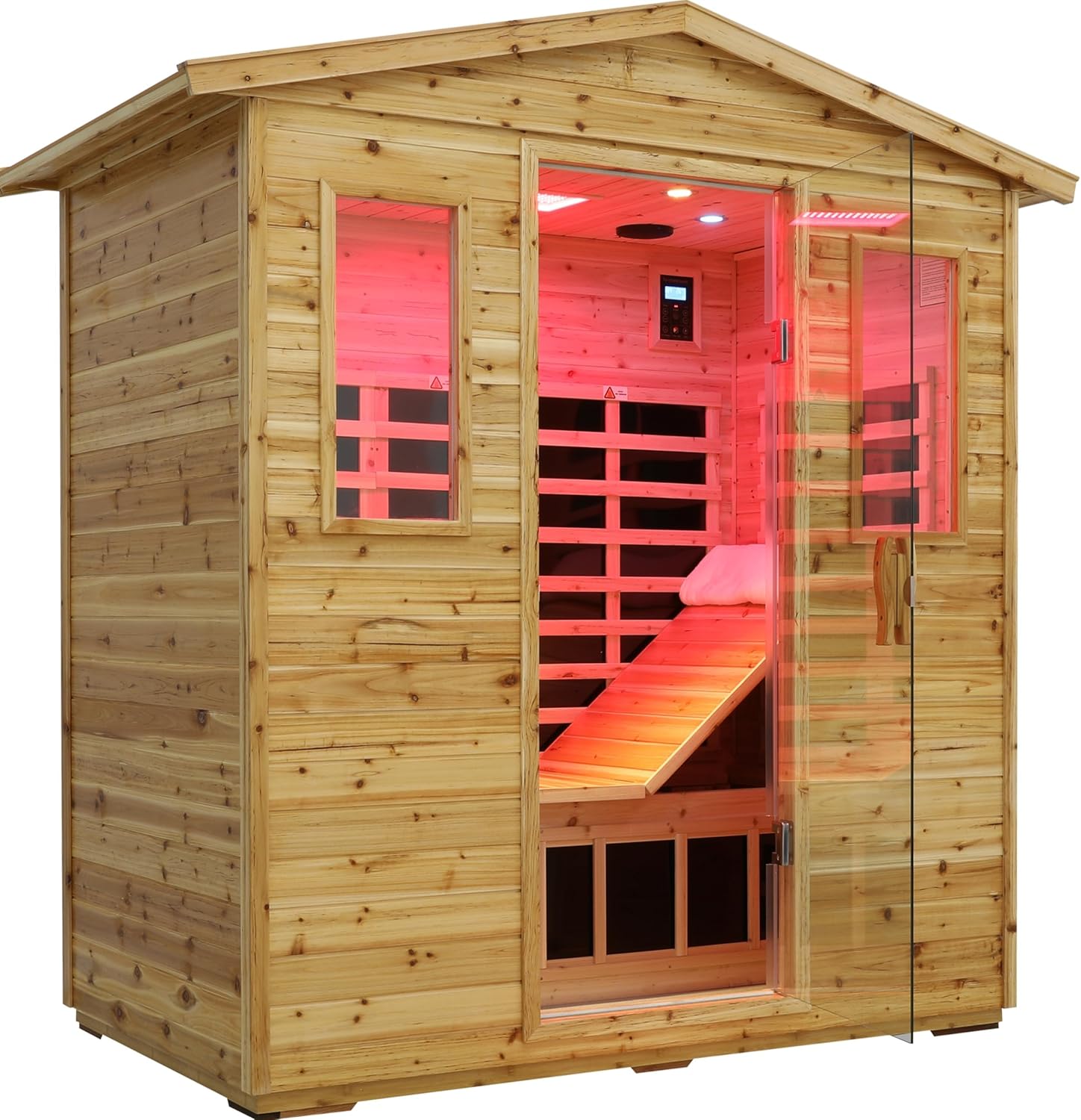 LTCCDSS Full Spectrum Outdoor Far Infrared Sauna 3-Person - Low EMF Sauna for Home - Near&Mid-IR Light, Bluetooth Speakers, LED Reading Lamps, Blundled Steam Sauna (81.1 * 45 * 83.5 inch