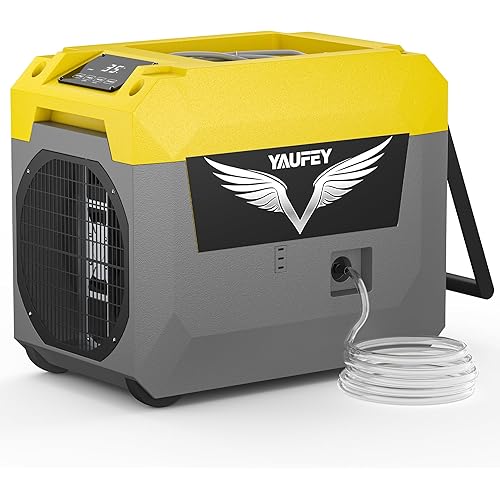 Yaufey 150 Pints Commercial Dehumidifier with Pump for Basement, Crawl Space & Water Damage Restoration，Large Dehumidifier up to 7000 Sq.Ft for Industry - 5-Year Quality Coverage