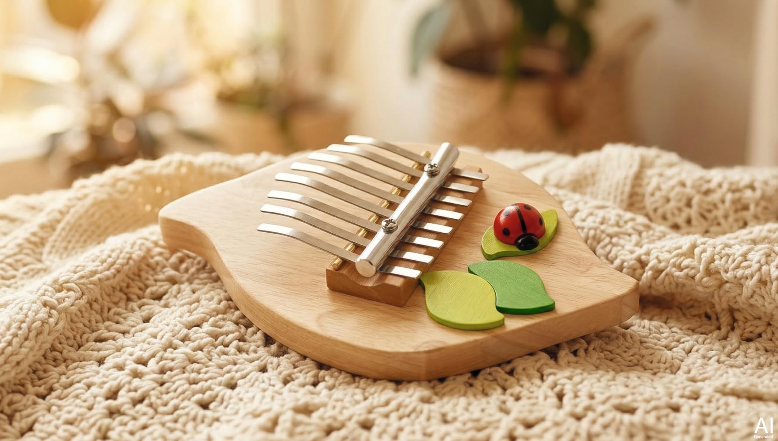 goki 61975 - Kalimba Kinder Daumenklavier aus Holz - Musikinstrument mit 8 Tönen - Klangspiel für Kinder - Holz Musikinstrument für erste Musikerfahrungen ab 5 Jahren - 22 cm