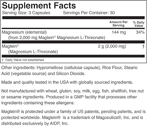 Miniatura 2 de Magteína Magnesio L-treonato - 90 cápsulas - Magnesio L-treonato apoyo salud cerebral*