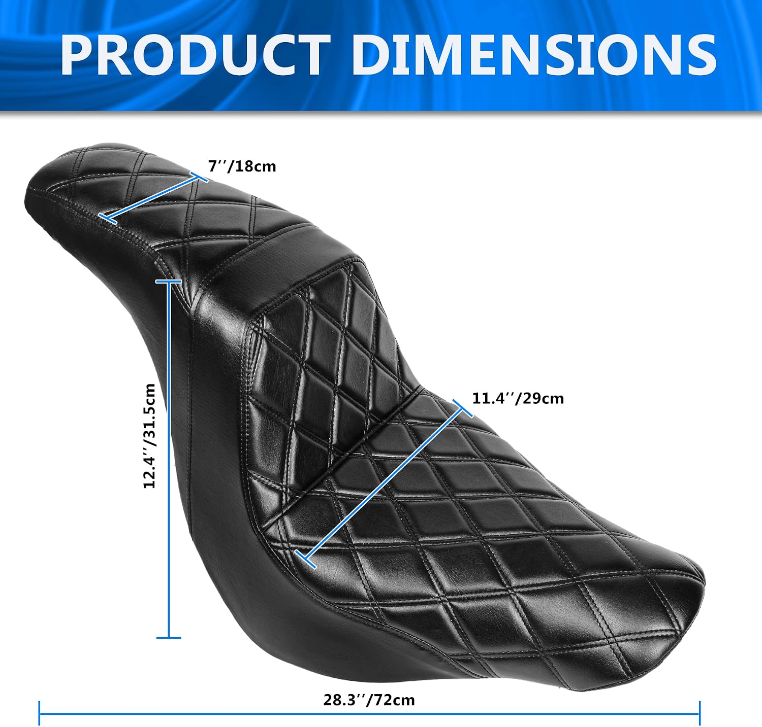 One-piece Rider Passenger Seat Motorcycles Two-Up Seat For Harley Sport Glide FLSB Low Rider FXLR FXLRS FXLRST 2018+ Models Seat Accessories(Diamond Black Stitches Style)