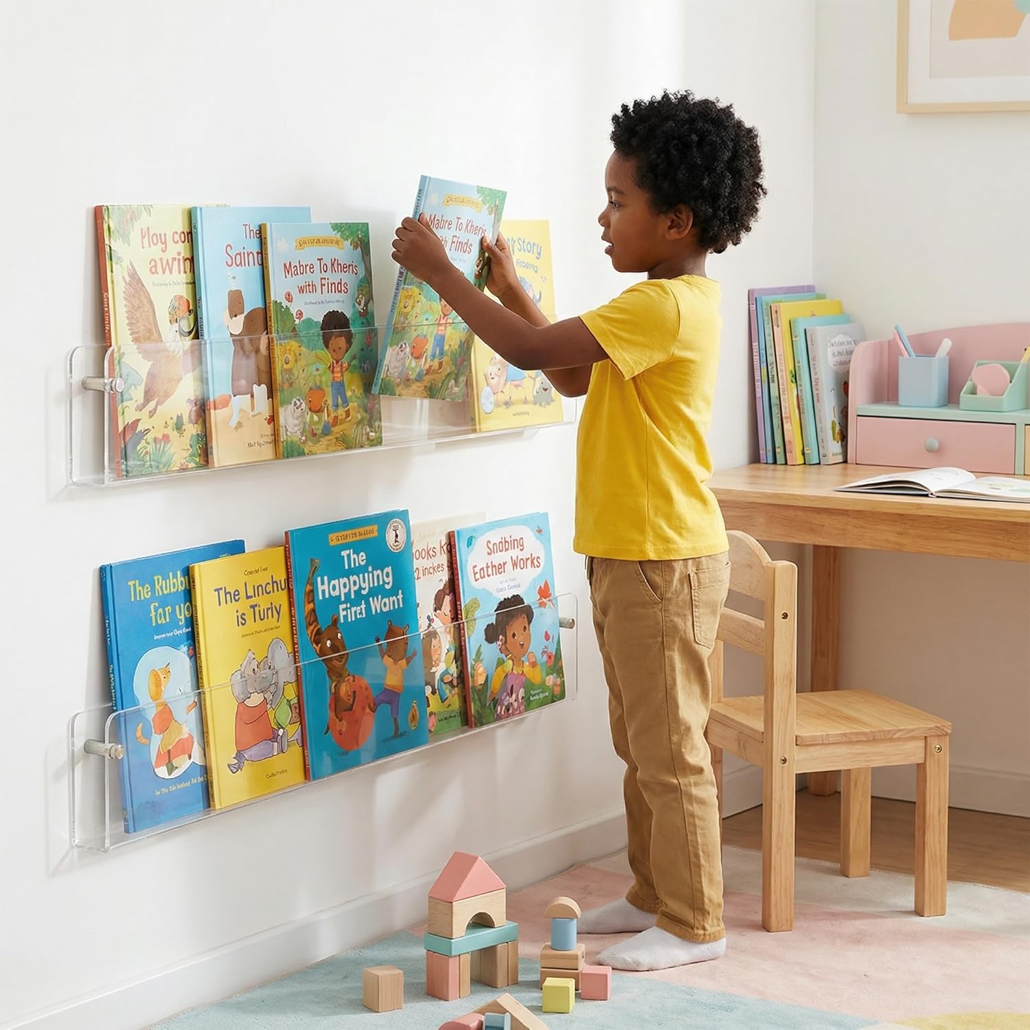 Magazine Holder,Clear Acrylic Wall Mounted Shelf for Waiting Room, Living Room, Office, Home Decor Display (24inch-pack 2)