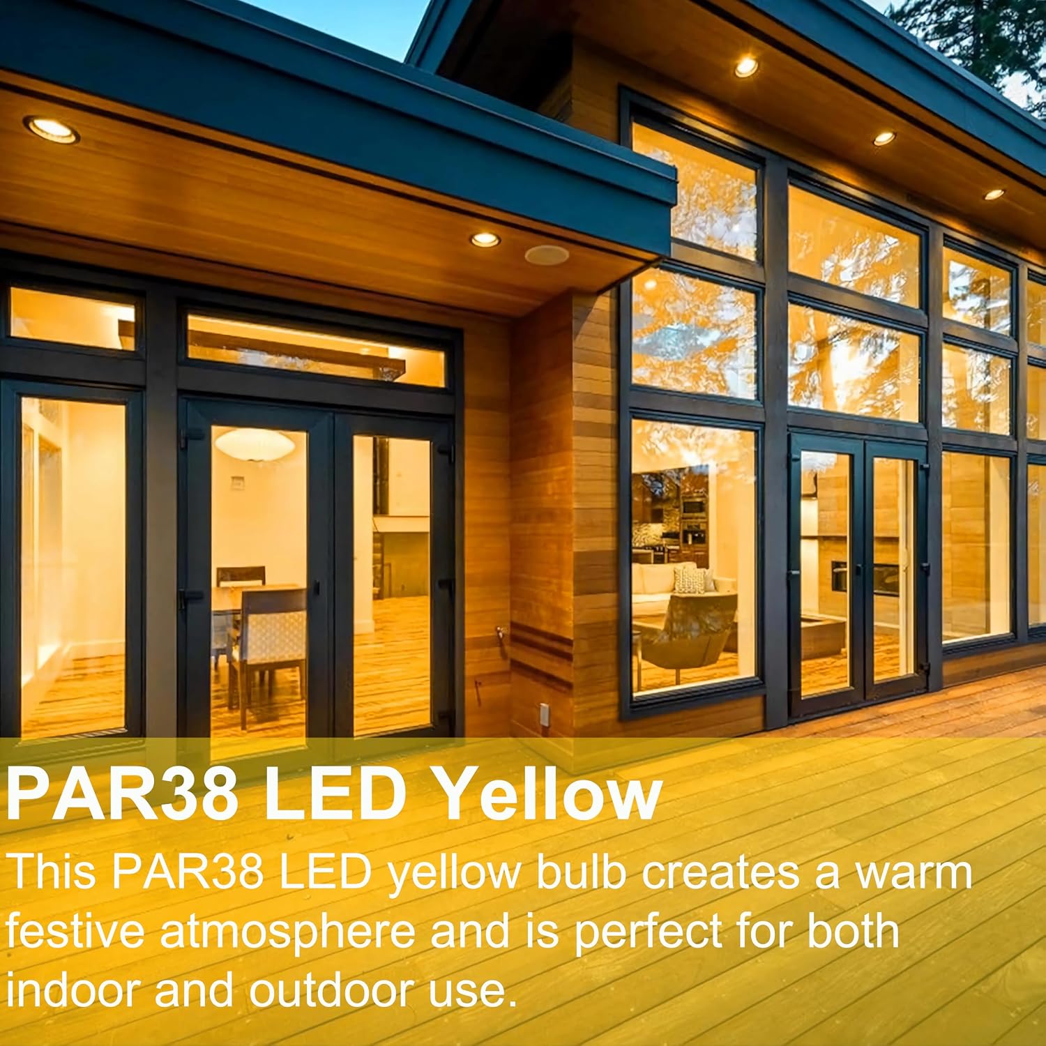 PAR38 Bulb LED Yellow Dimmable, 2 Pack High Output 700Lumens PAR38 Yellow Light LED 15W Equivalent 100W 120V, E26 Base, PAR38 Outdoor Flood Light Bulbs for Christmas, Halloween, Porch Party