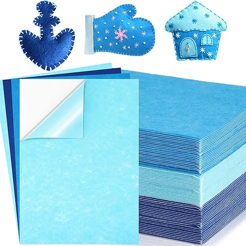 50 hojas de fieltro autoadhesivas de fieltro para manualidades, hojas de fieltro de 8 x 12 pulgadas con respaldo adhesivo, paquete de fieltro para