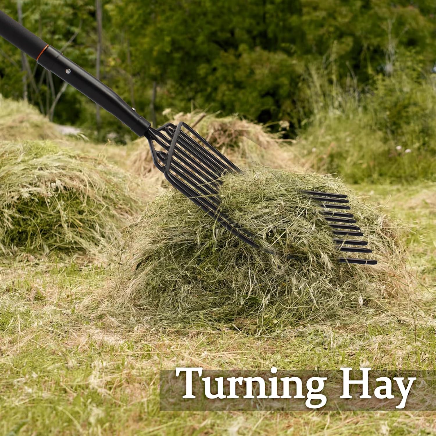 Pitchfork for Gardening, 10 Tines Pitch Fork with Non-Slip Handle, Heavy Duty Pitch Fork for Mulching, 45 Inches