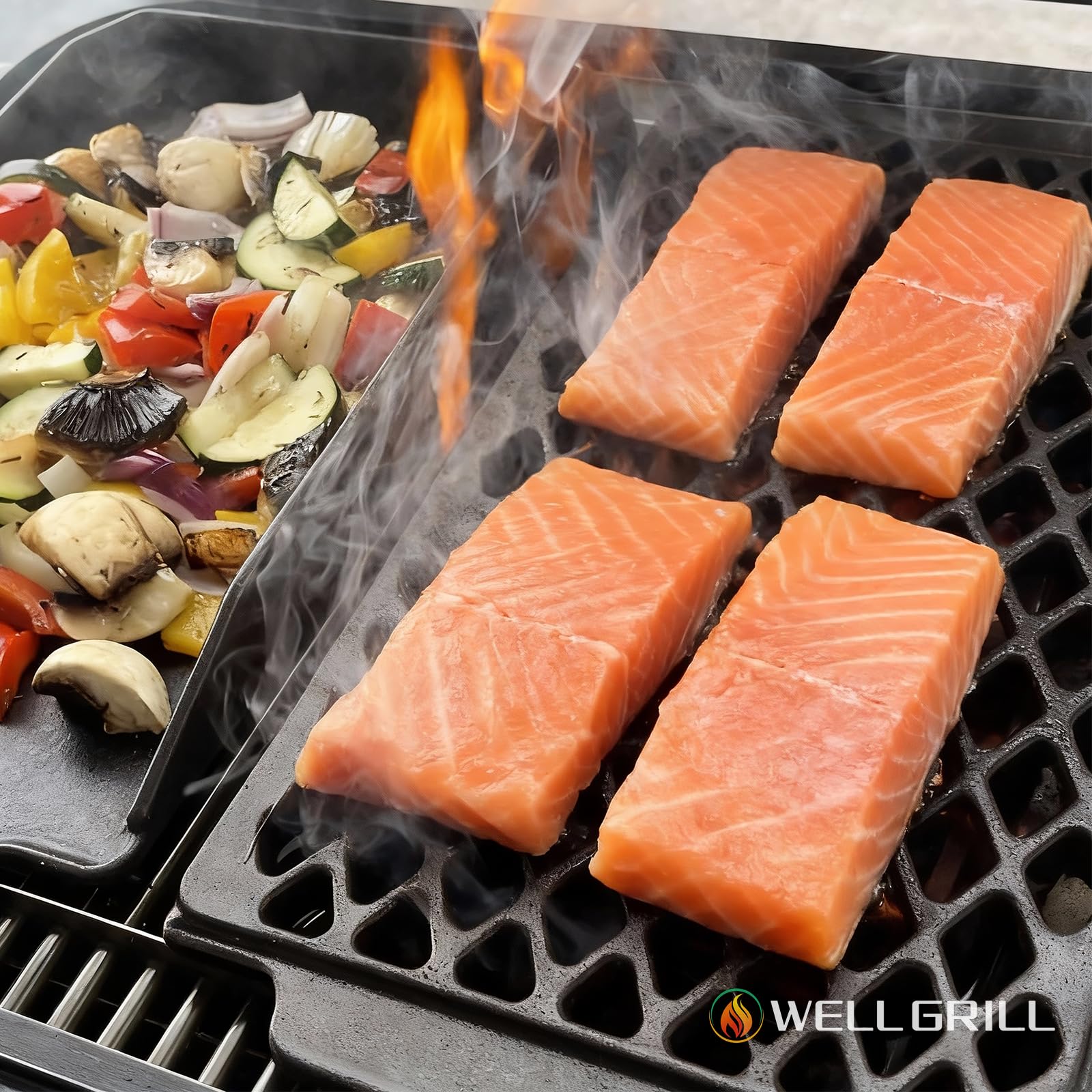 WELL GRILL Żeliwny ruszt do grillowania i płyta Plancha do grilla elektrycznego SEVERIN SEVO, grill Plancha, ruszt żeliwny, akcesoria do grilla kontaktowego Severin Sevo GT/GS/PG 8106 8107 8138 8139