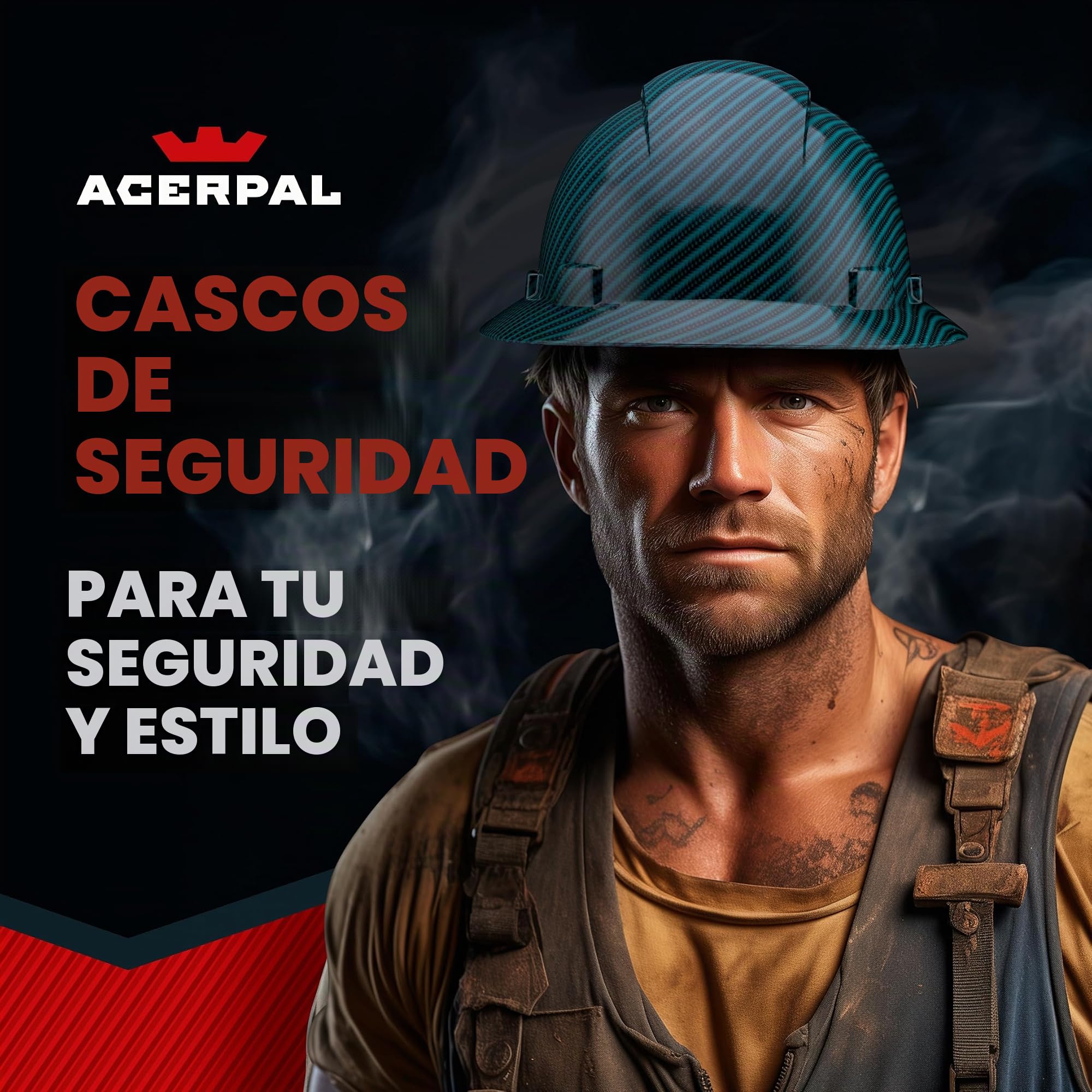 Casco de seguridad de ala completa con diseño de fibra de carbono verde con acabado brillante Casco de seguridad OSHA con suspensión de 6 puntos