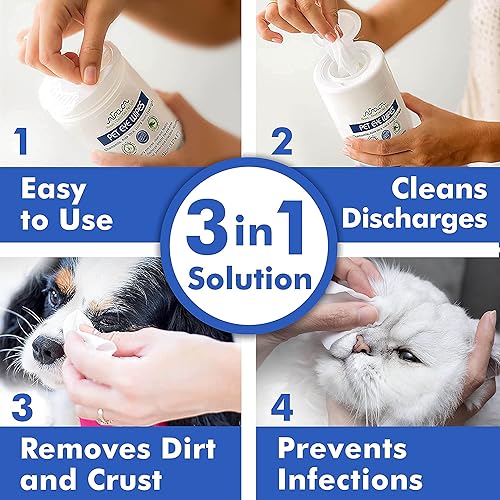 Miniatura 6 de Arava Pet Eye Wipes - for Dogs Cats Puppies  Kittens - Natural and Aromatherapy Medicated - Removes Dirt Crust and Discharge - Prevents Tear Stain