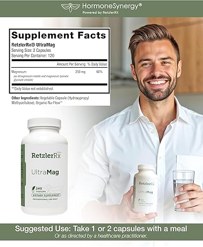 Miniatura 5 de RetzlerRx UltraMag 125 Suplemento de glicinato de magnesio – 240 cápsulas con TRAACS patentado para una mayor absorción – Apoya la salud