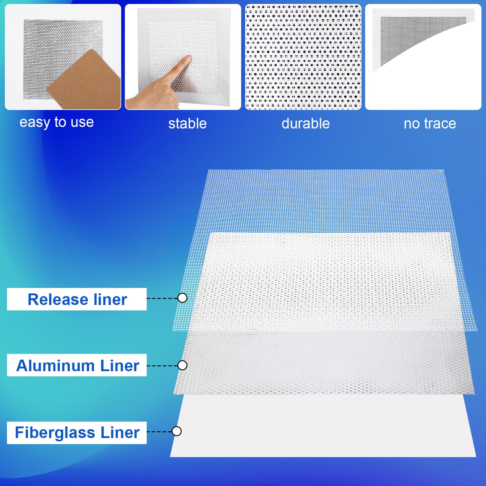 Blulu Kit di riparazione per cartongesso autoadesivo, 30 pezzi, 25,4 cm, toppe per cartongesso per fori, kit di riparazione per fori in alluminio, metallo, soffitti, pareti, strumenti per soffitto