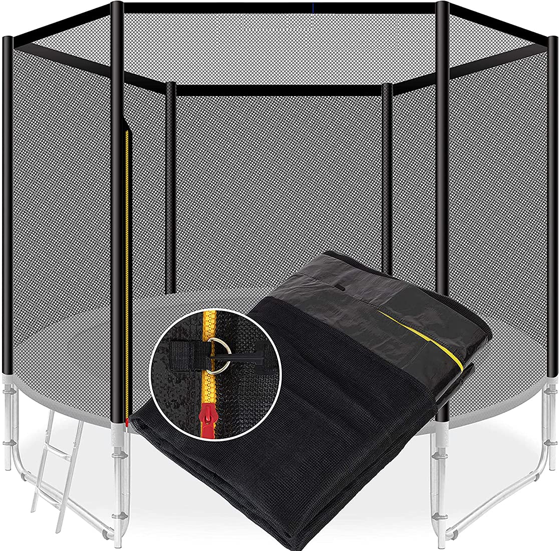 Rete di sicurezza rotonda di ricambio per trampolini da 183/244/305/366/427 cm, compatibile con 6/8 poli, rete protettiva per divertimento in giardino