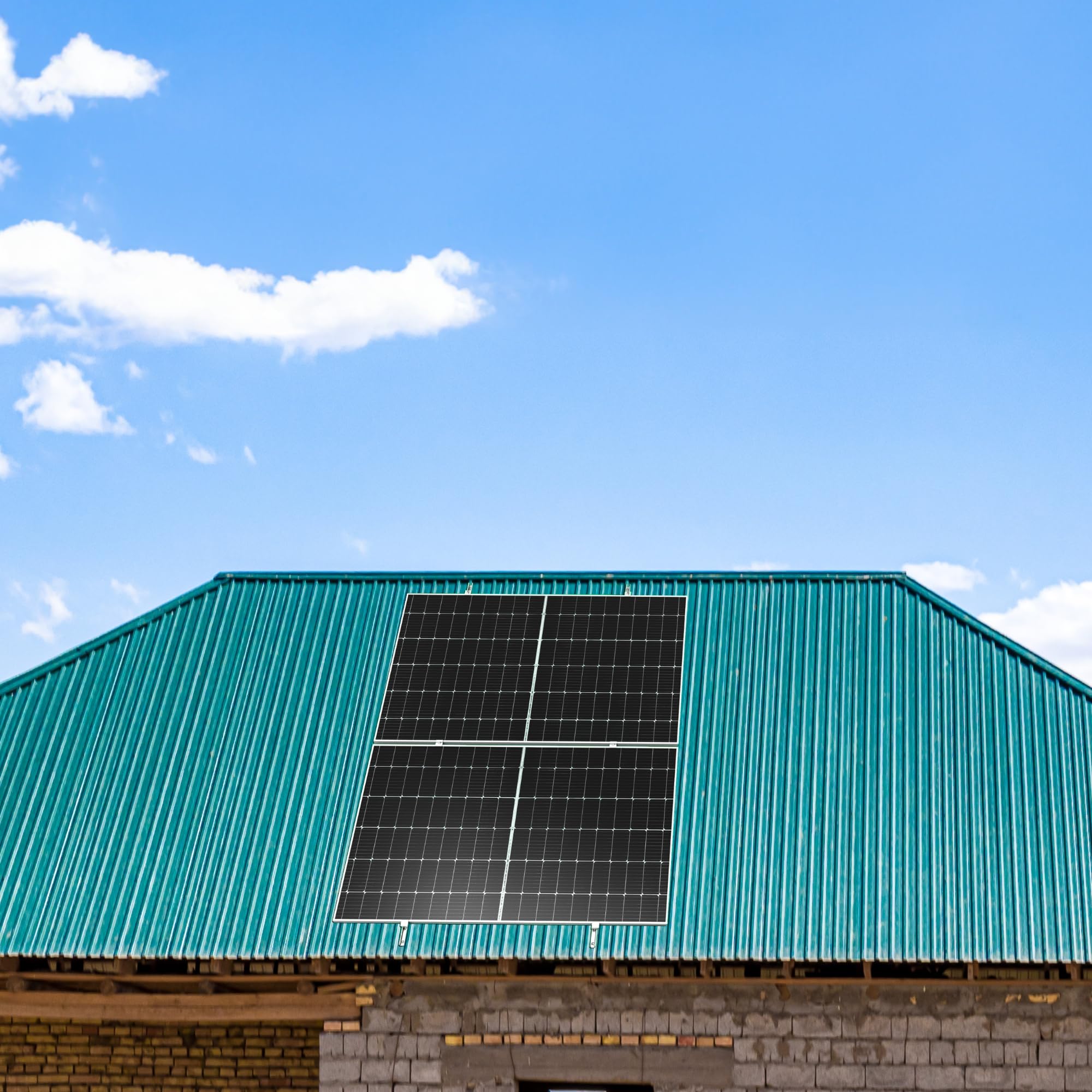 Kit de montage photovoltaïque pour toit en tôle trapézoïdale | Fixation pour 2 modules | Profil en U 20 cm | Support de panneau solaire avec pince d'extrémité, pince centrale et vis pour
