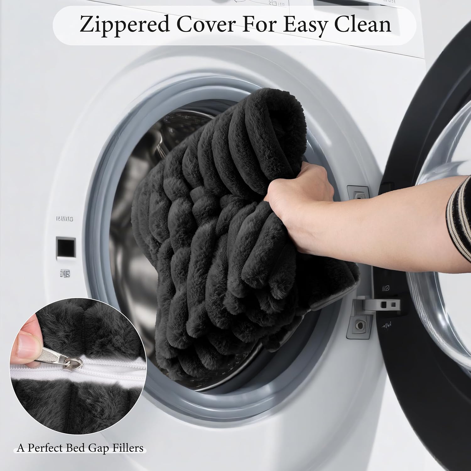 Headboard Pillow Queen, Triangular Wedge Pillow Headboard Queen, Cushion Headboards Reading Pillows, Backrest Pillows for Sitting in Bed or Working with Removable Cover, Black