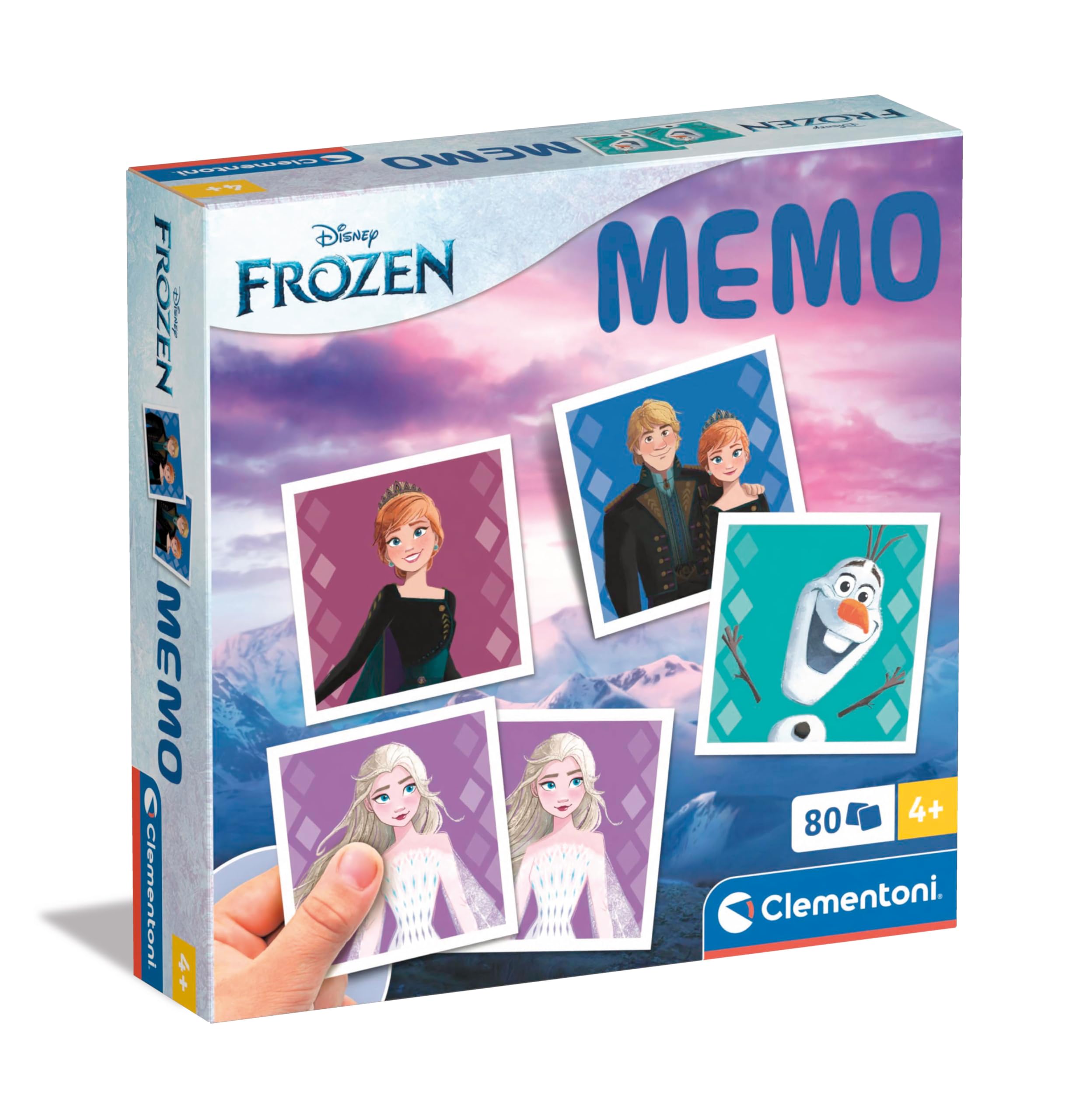 Clementoni Educational Game Memo Disney Frozen 80 Tiles - Game For Children 4-6 Years, Flash Card Games, Learning Logical Thinking, 2 Players, Gift For Boy/Girl, Cartoon, Made In Italy, 18299