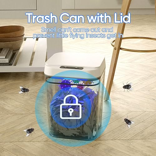 Miniatura 3 de Bote de basura inteligente sin contacto con sensor de movimiento  Bote de basura de baño de 37 galones con tapa  Bote de basura automático para