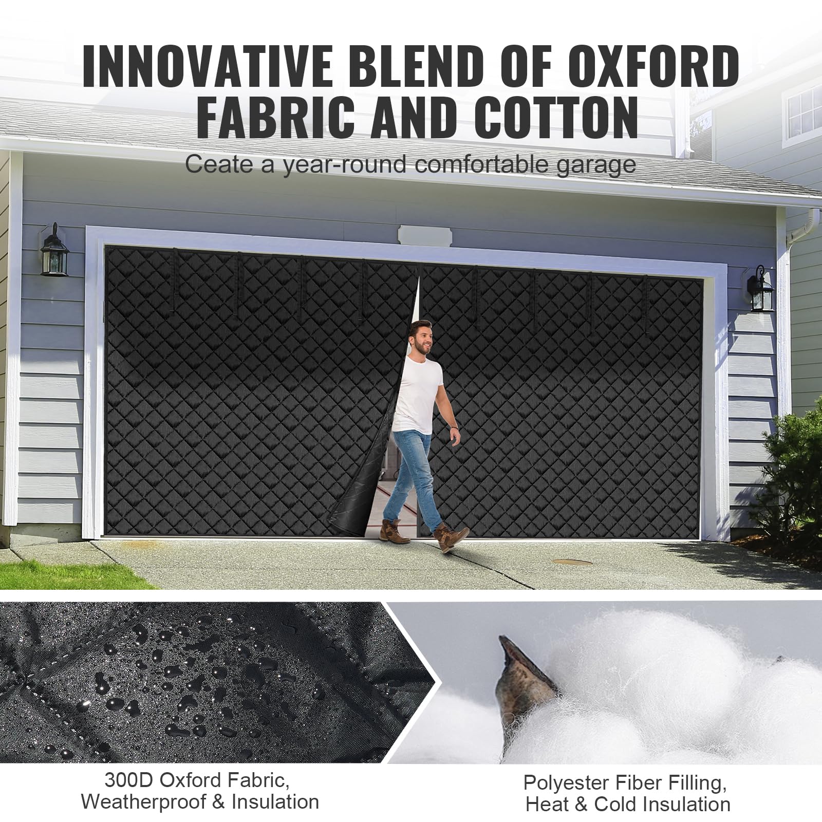 VEVOR Kit di isolamento termico magnetico per porte del garage, per l'inverno, 40,6 x 2,8 m, copertura magnetica per 2 auto (impermeabile, antivento e insonorizzato)