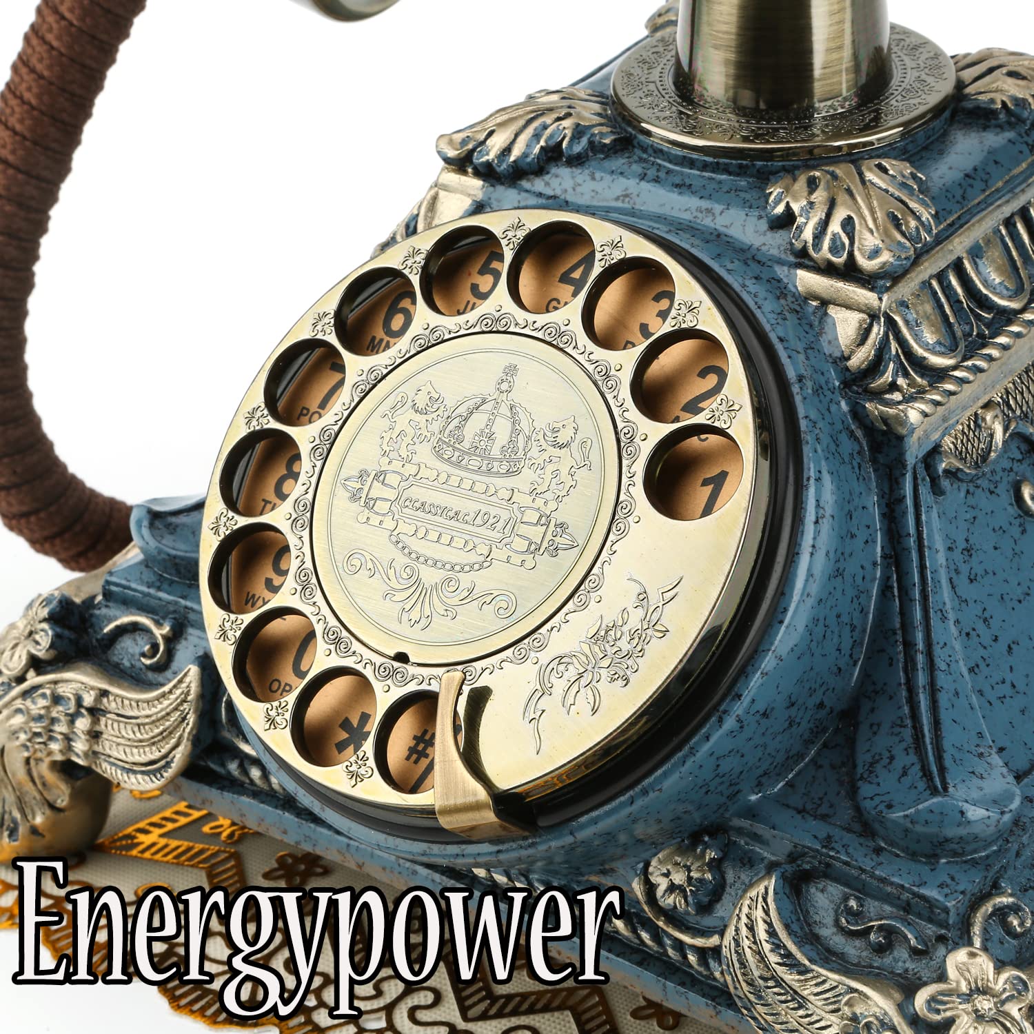 Amazon | EnergyPower 高級アンティーク調 ダイヤル式電話器 アナログ 