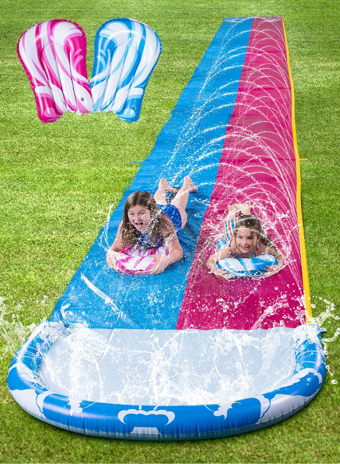 JOYIN 22.5ft Double Slip Water Slide, Heavy Duty Lawn Water