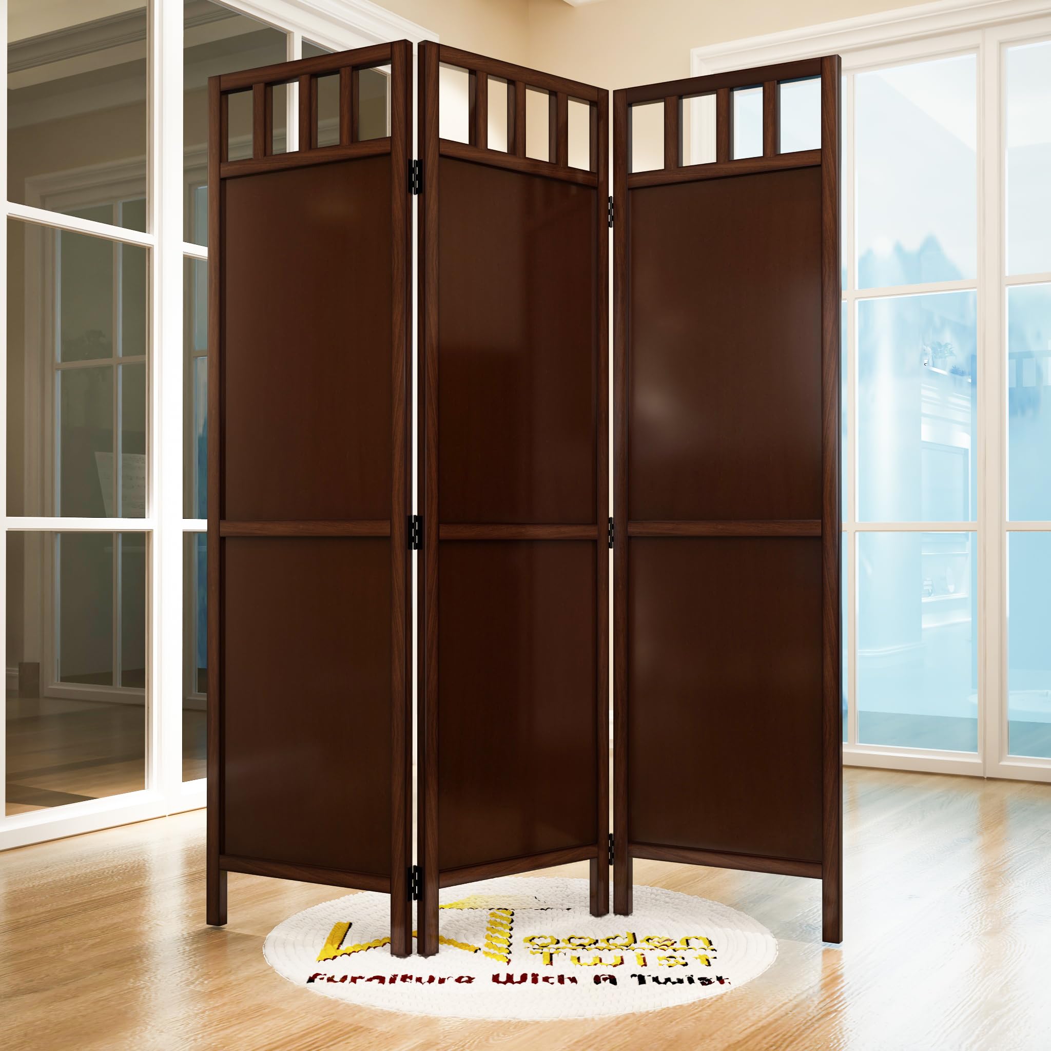 Onlineshoppee Wooden partition for Pooja Room/separators for Living Room/Wall partition/Room partition/Wooden partition for Living Room/Divider for Kitchen, Hall (3 Panel Door Design)