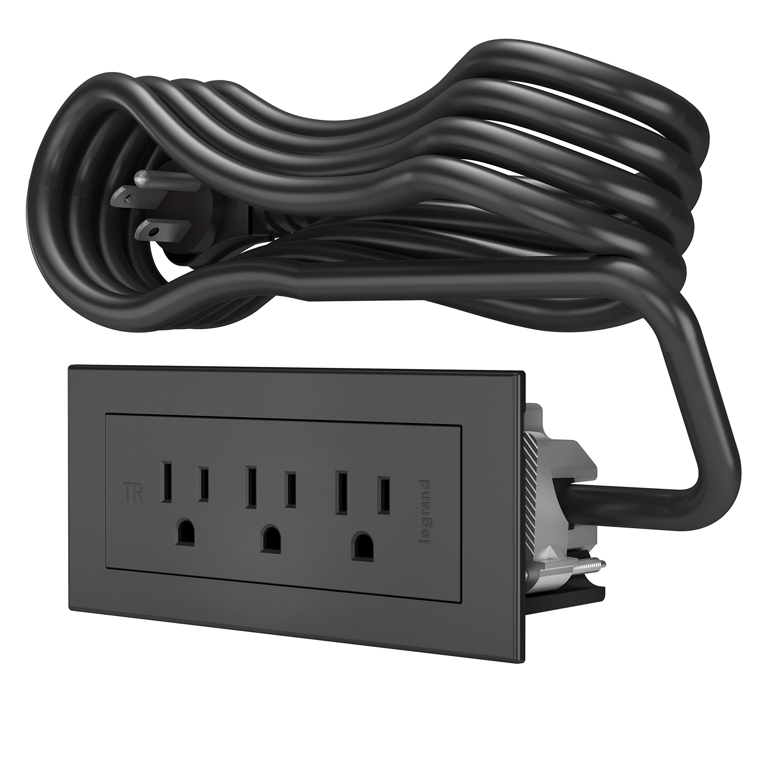 Legrand Wiremold RD3RBK10 radiant Furniture Power Center, Recessed Power Strip, 3 Outlets, 10 Foot Cord, Black