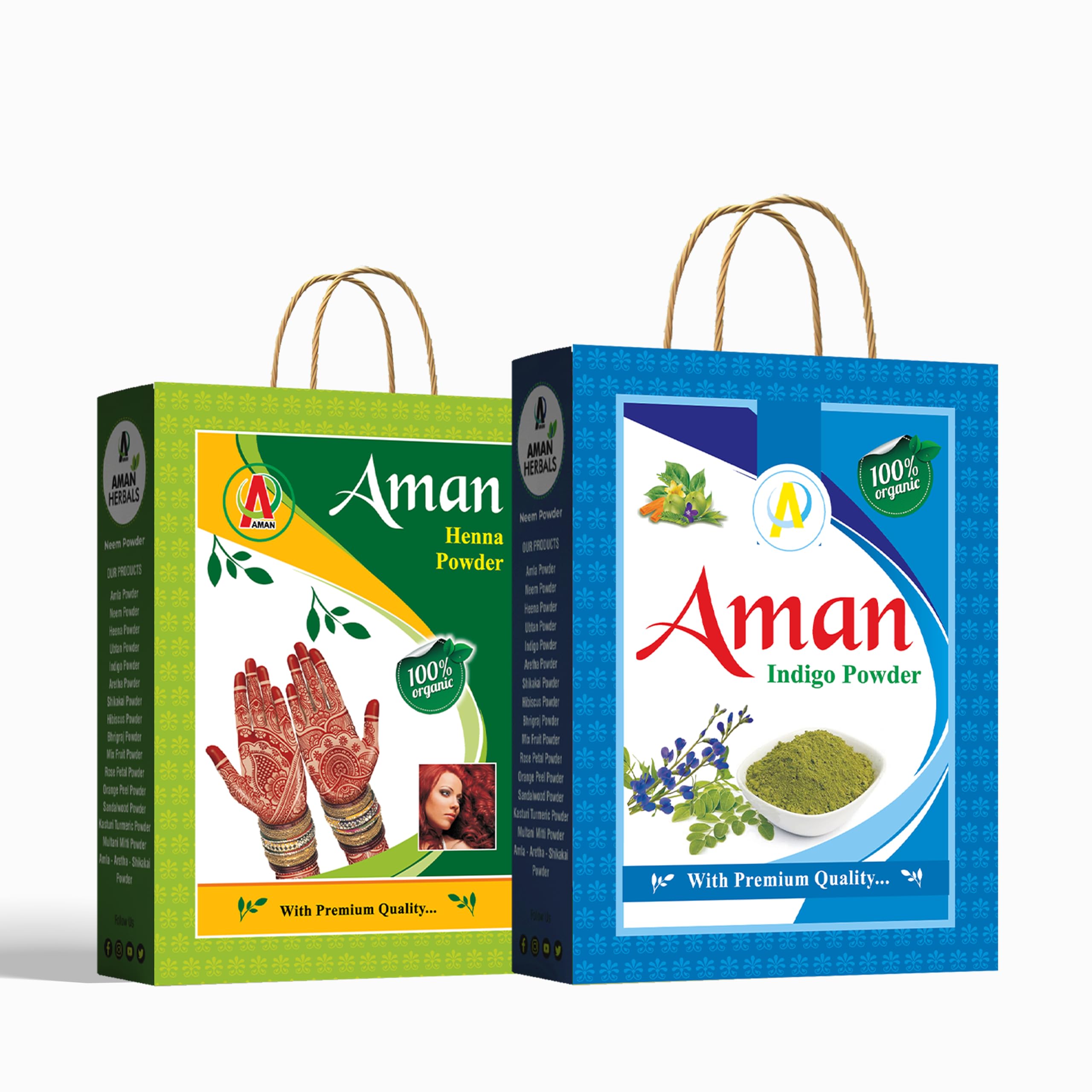 AMAN HERBALS Organic 100% Pure and Natural Dye for Black Hair (Henna Leaves powder, Indigo leaves powder combo pack) (Black Hair, 1k (Pack of 2))-picture-41