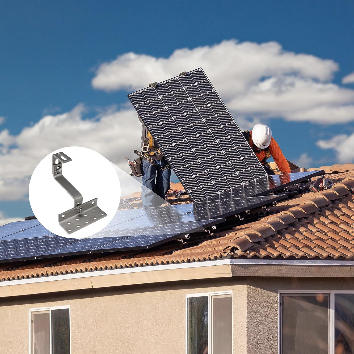 8X ganchos de techo A2 ajustables en 3 posiciones - acero inoxidable A2 V2A PV fotovoltaica solar montaje panel solar soporte de techo sujeción de techo solar módulo solar kit de fijación soporte de