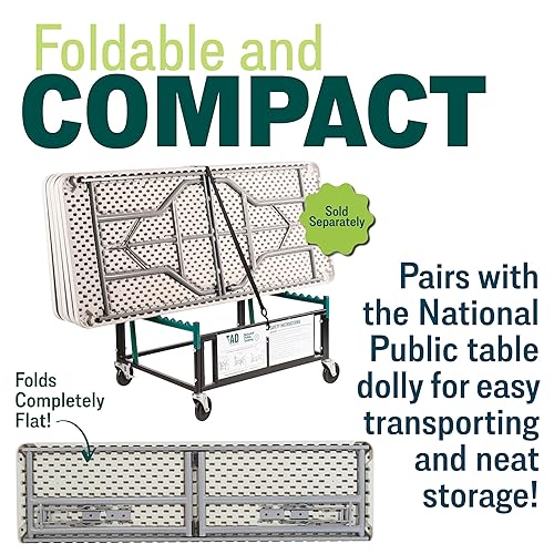 Miniatura 6 de National Public Seating BT1860. Marco de acero rectangular. Mesa plegable de plástico moldeado por soplado para seminarios. 700 libras de capacidad,