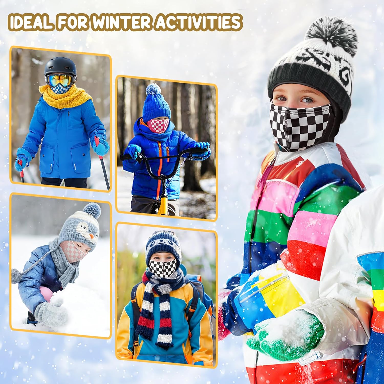 Sukeen Kids Winter Balaclava Ski Mask for Girls Boys Breathable Face Mask Warmer Face Cover with Neck Gaiters for Outdoor - Image 5