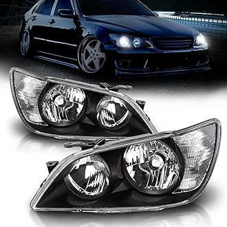 AmeriLite for 2001-2005 Lexus IS300 Projector Black OE Type Replacement Headlights Assembly Set - Passenger and Driver Side