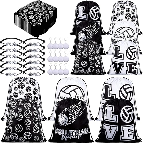 36 piezas de regalos de fiesta de voleibol, bolsas de regalos con cordón para voleibol, bolsas de voleibol, bolsas de regalo, pulseras ajustables,