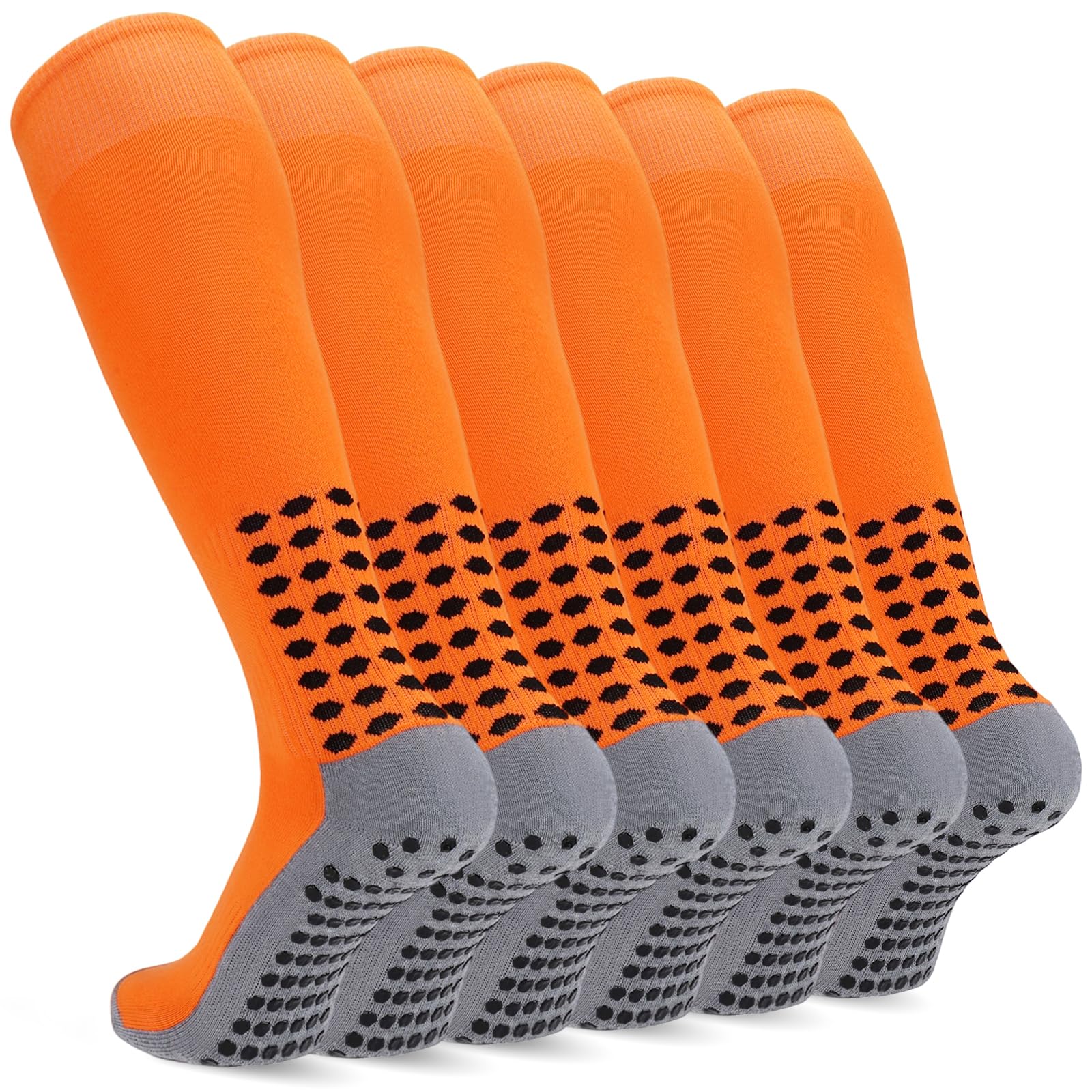 3 Pairs Kids Youth Grip Soccer Socks, Non Slip Knee High Soccer Football Sport Socks for Boys Girls Age 8-17