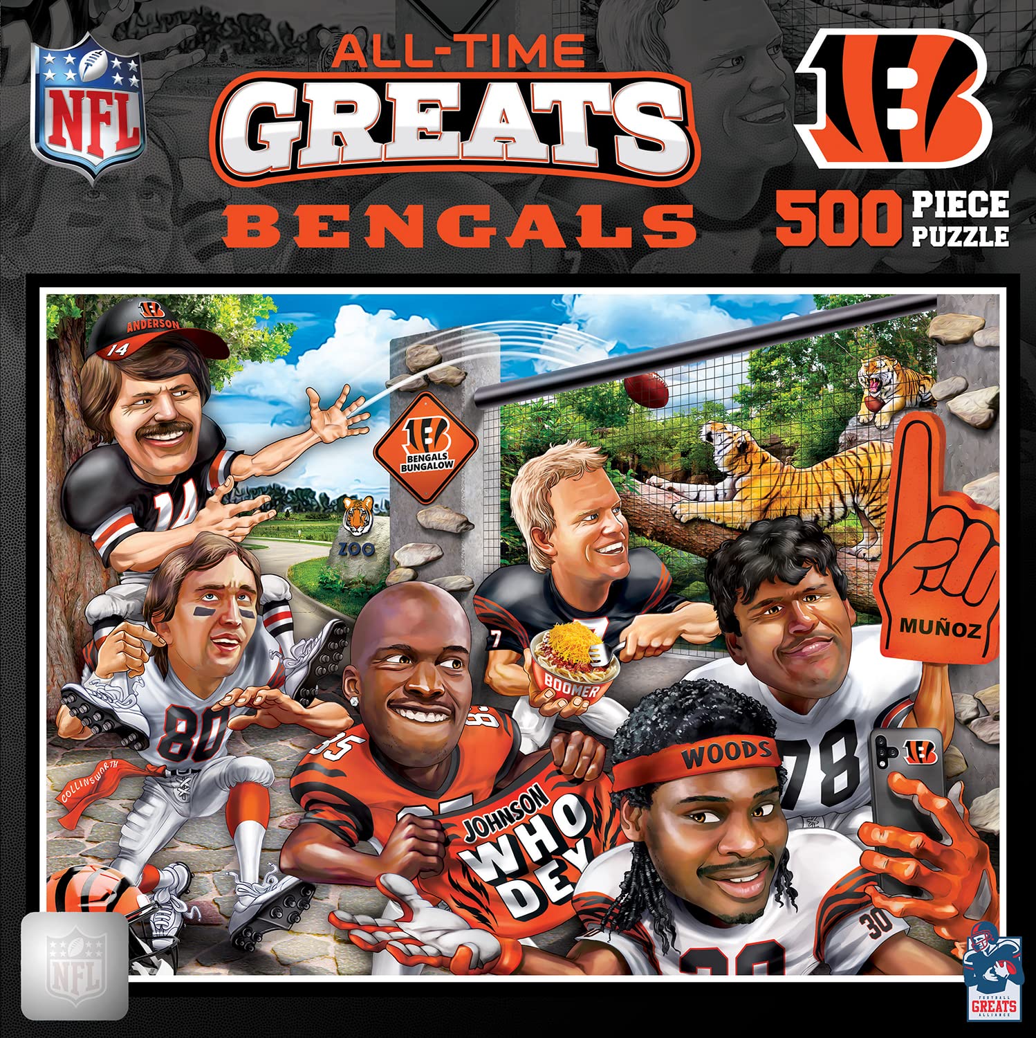 MasterPieces 500 Piece Sports Jigsaw Puzzle for Adults - NFL Cincinnati Bengals All-Time Greats - 15x21