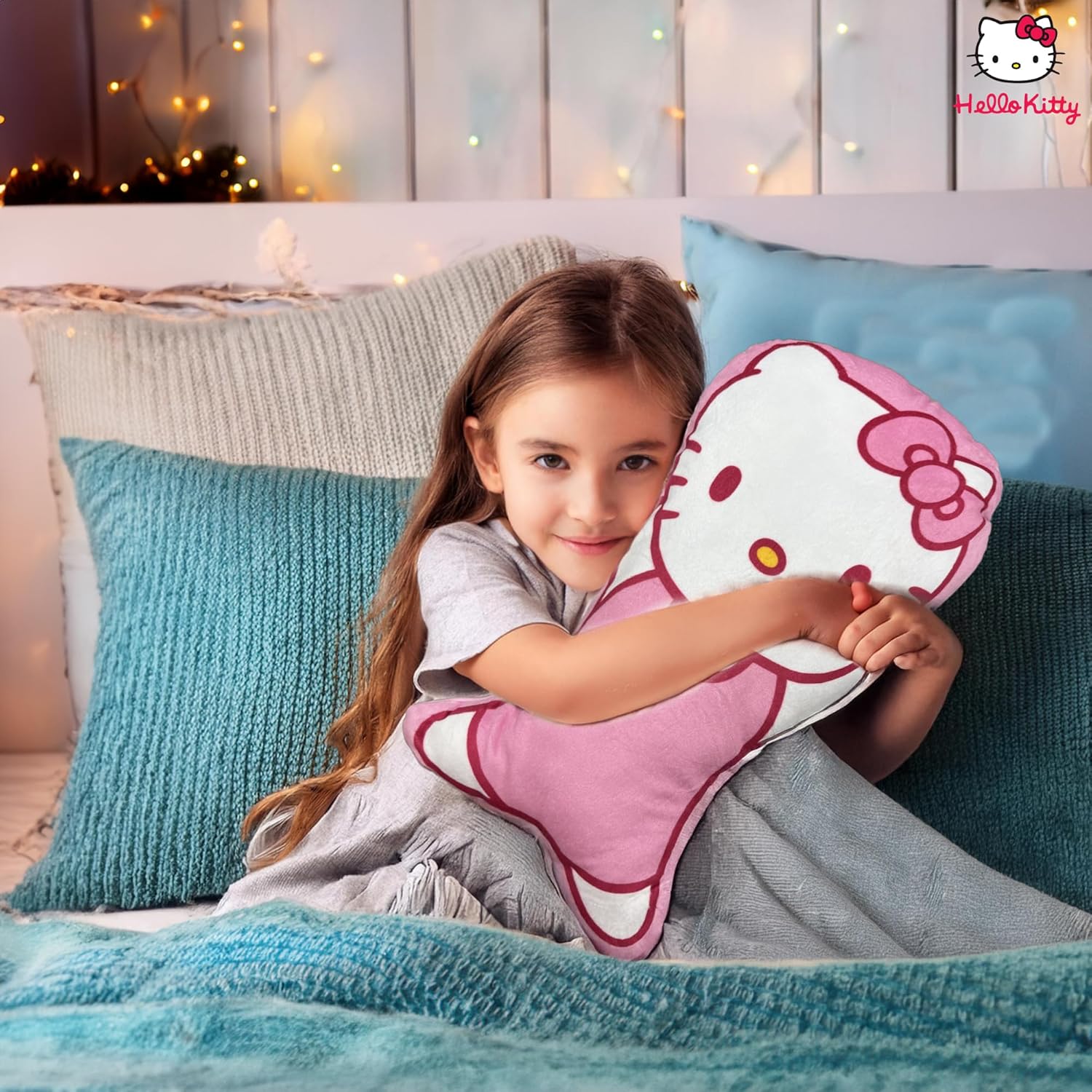 Hello Kitty Snuggle Pillow | Hello Kitty Home Goods | Hello Kitty Pillow Plush | Hello Kitty Pillow Cover Included | Pink/White | 15" | Officially Licensed