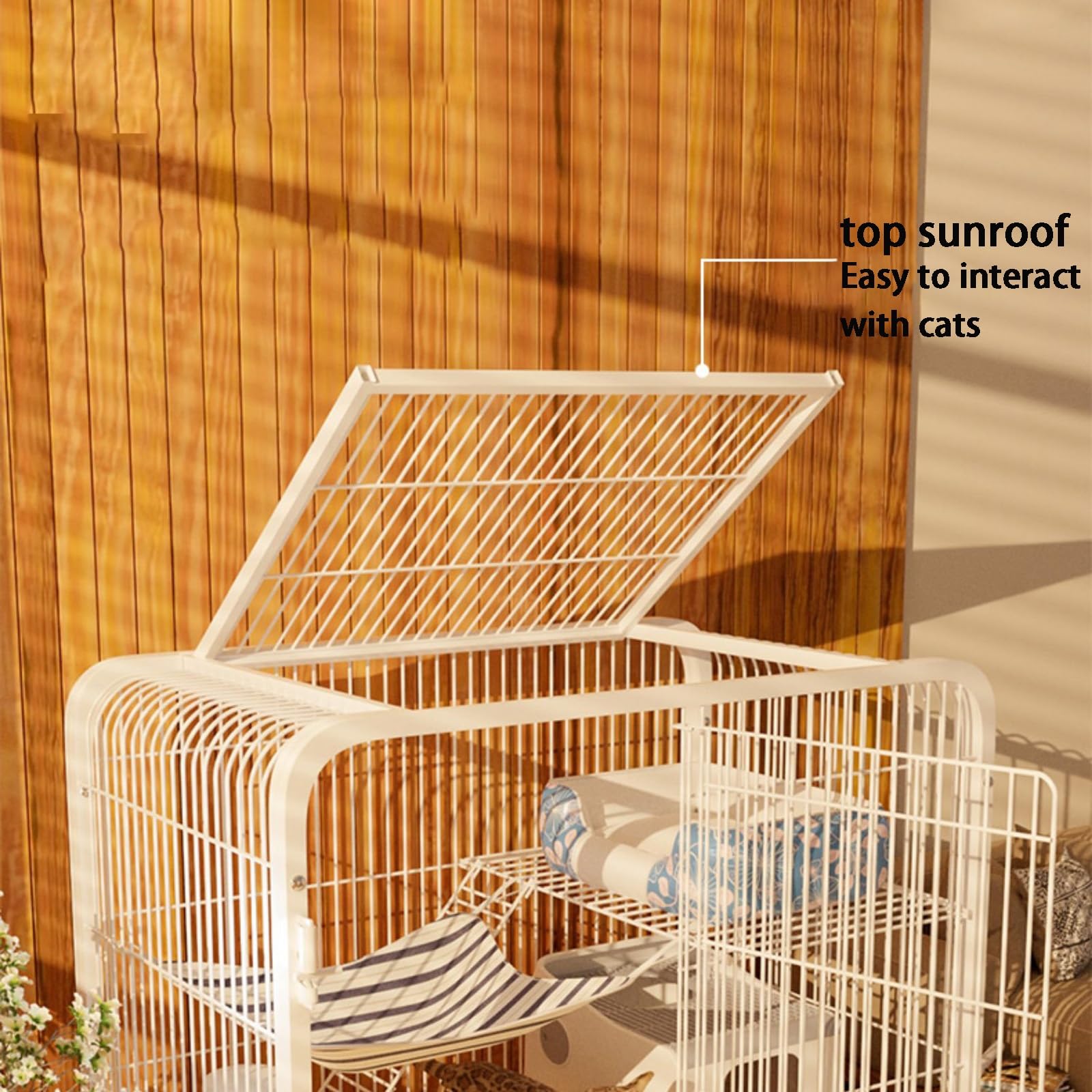 Gabbia per gatti da interni, design a doppia porta, lucernario e ripiano superiore, facile da pulire, con serratura paraurti – ideale per mantenere gli animali domestici al sicuro e al sicuro in casa