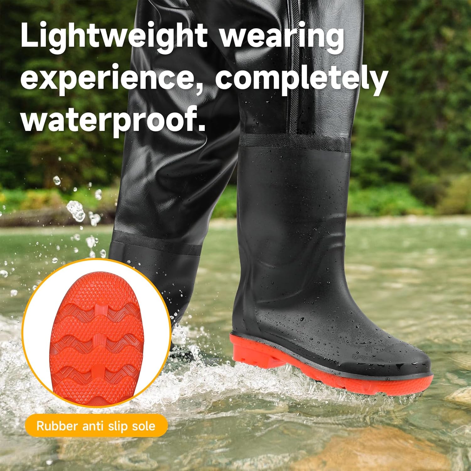 KOMCLUB Fishing Chest Wader for Men Boots Womens Nylon PVC Lightweight Chest Waders Waterproof Fishing Hunting