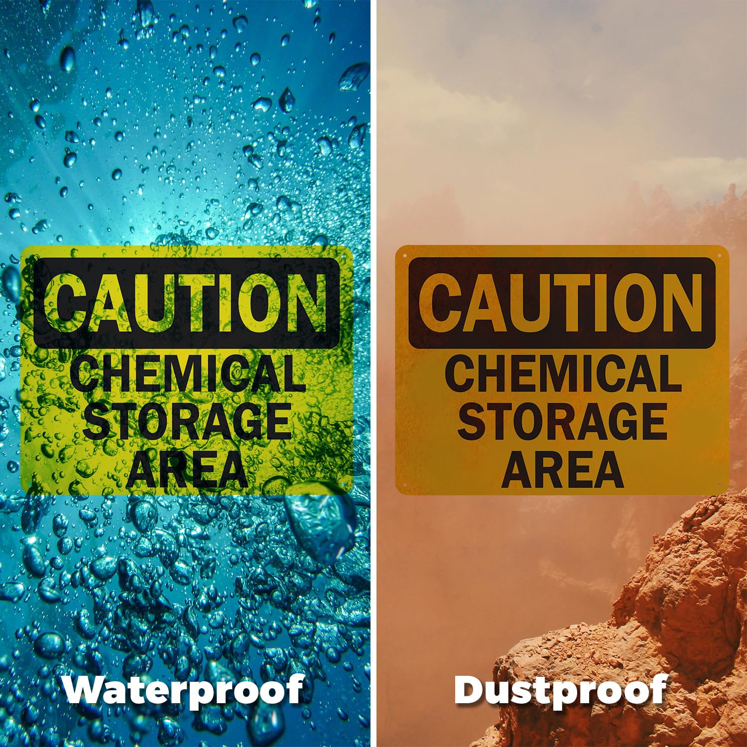 OSHA Caution Sign: Chemical Storage Area - Authorized Personnel Only | 14x10 Inch Rigid Plastic - View #7