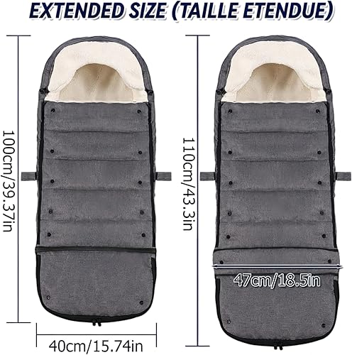 Miniatura 4 de Saco para cochecito de bebé para invierno, diseño ergonómico, longitud expandible, funda cálida para pies de cochecito para bebés y niños pequeños,