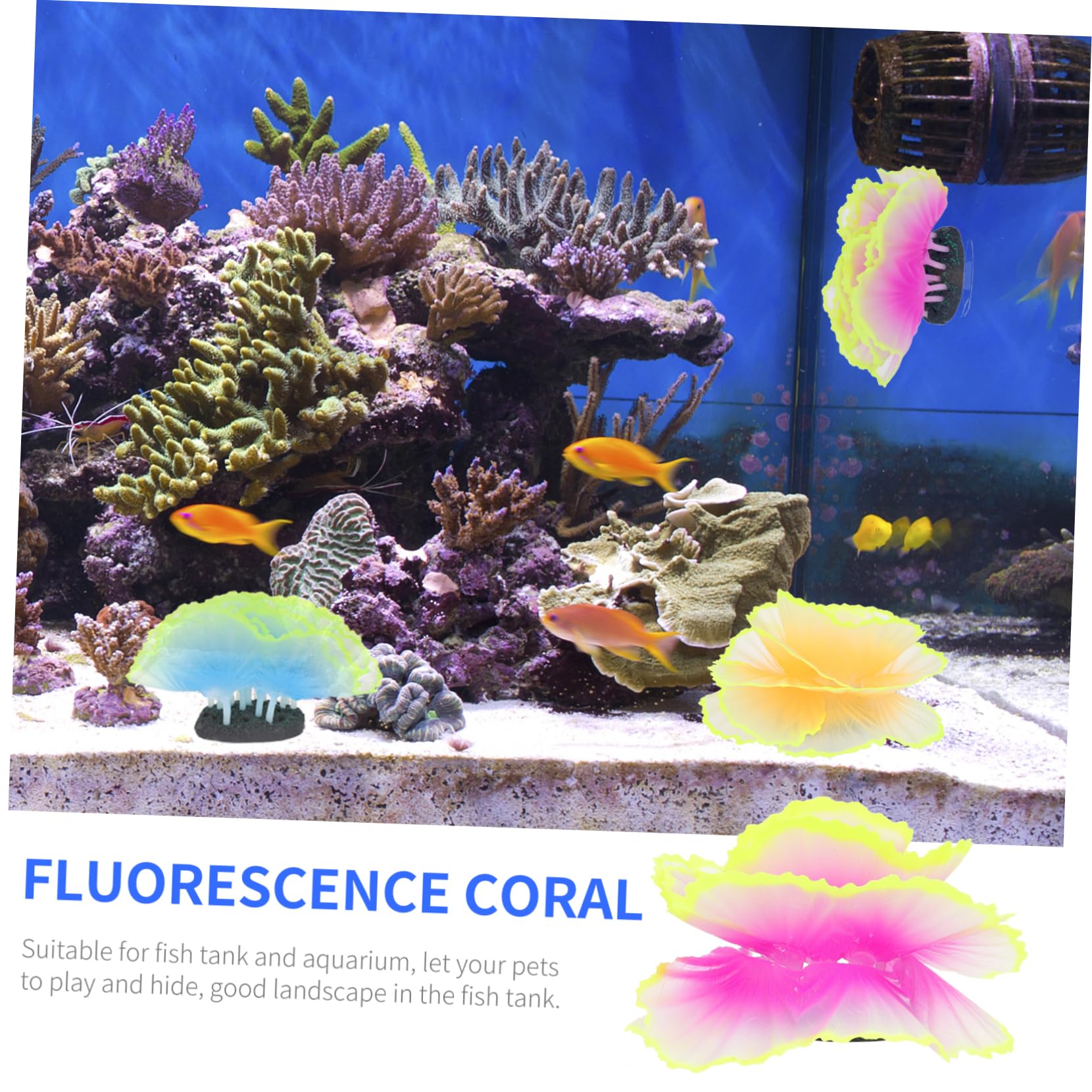 GRIRIW Aquarium Ornament Simulated Coral Fish Tank Decoration with Lifelike Fluorescence Effect for Freshwater and Saltwater Tanks Fish Tank Landscape Accessory - Image 3