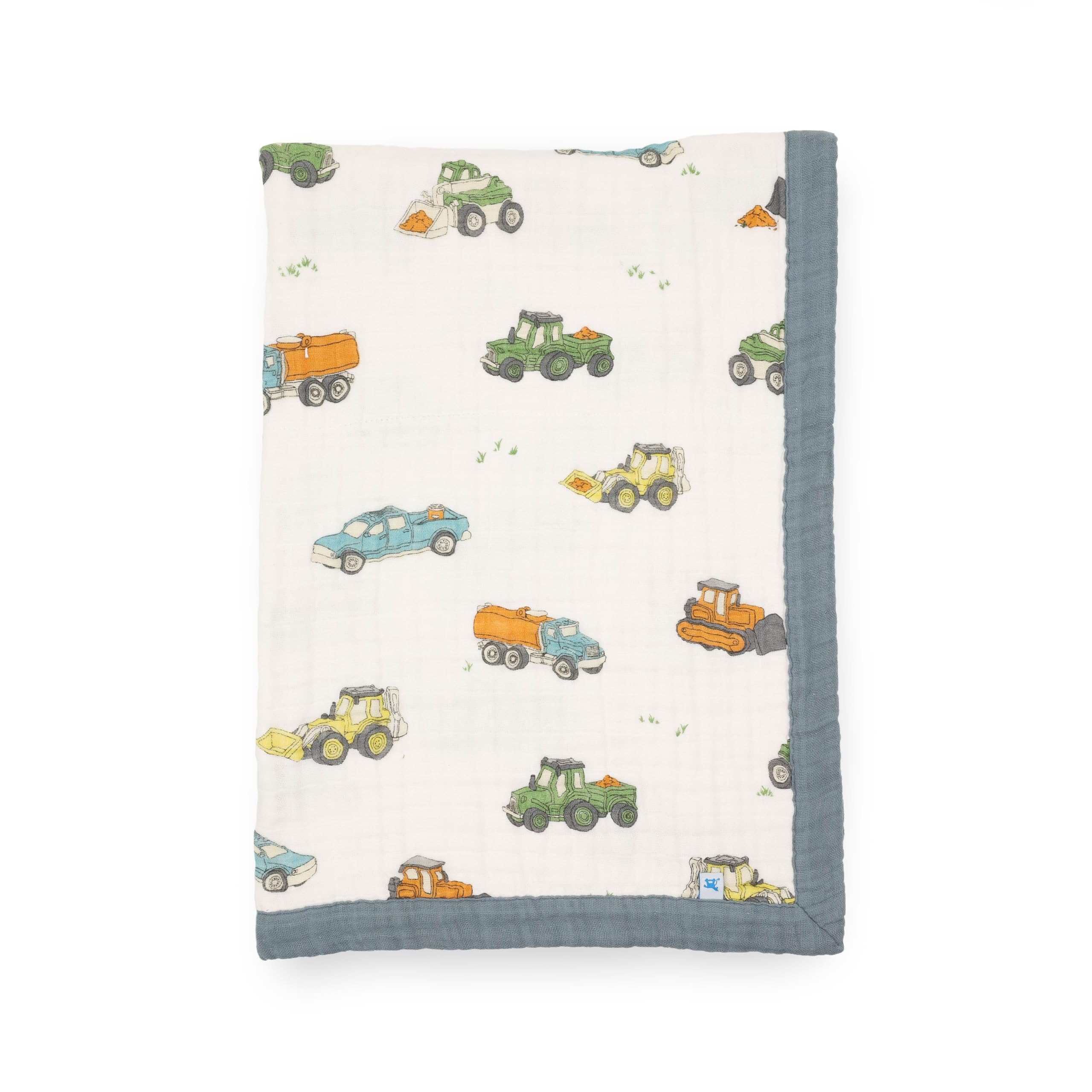 Little Unicorn Newborn Receiving Quilt | Ultra- Soft, Multi-Layered Muslin Fabric | Gift for Newborns &amp; on-The-go (Work Trucks)