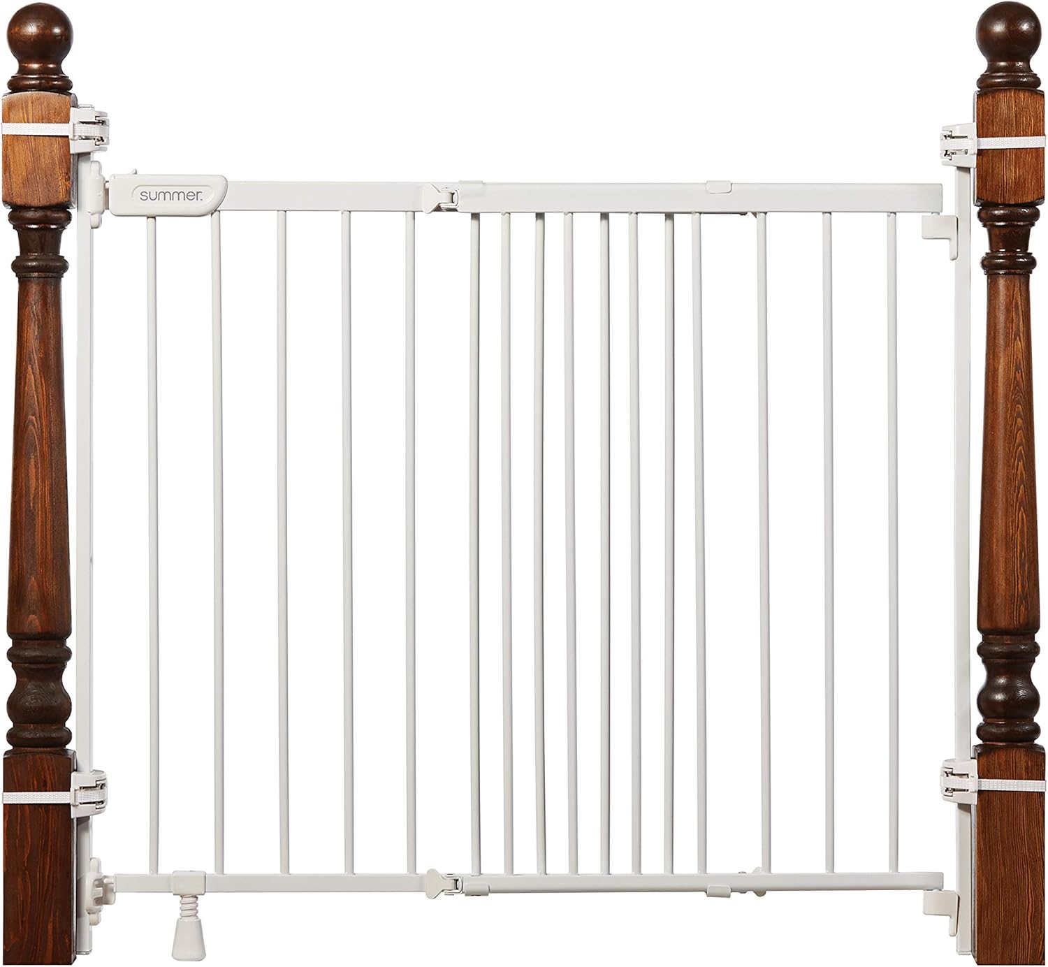 Summer Infant Metal Banister & Stair Safety Pet and Baby Gate,31'-46' Wide, 32.5' Tall, Install Banister to Banister or Wall or Wall to Wall in Doorway or Stairway, Banister and Hardware Mounts -White White Baby Gate