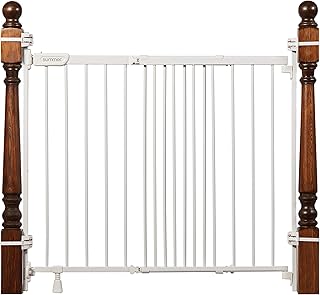 Summer Metal Banister & Stair Safety Pet and Baby Gate, 31"-46" Wide, 32.5" Tall, Install Banister to Banister or Wall, or Wall to Wall in Doorway or Stairway, Banister and Hardware Mounts - White