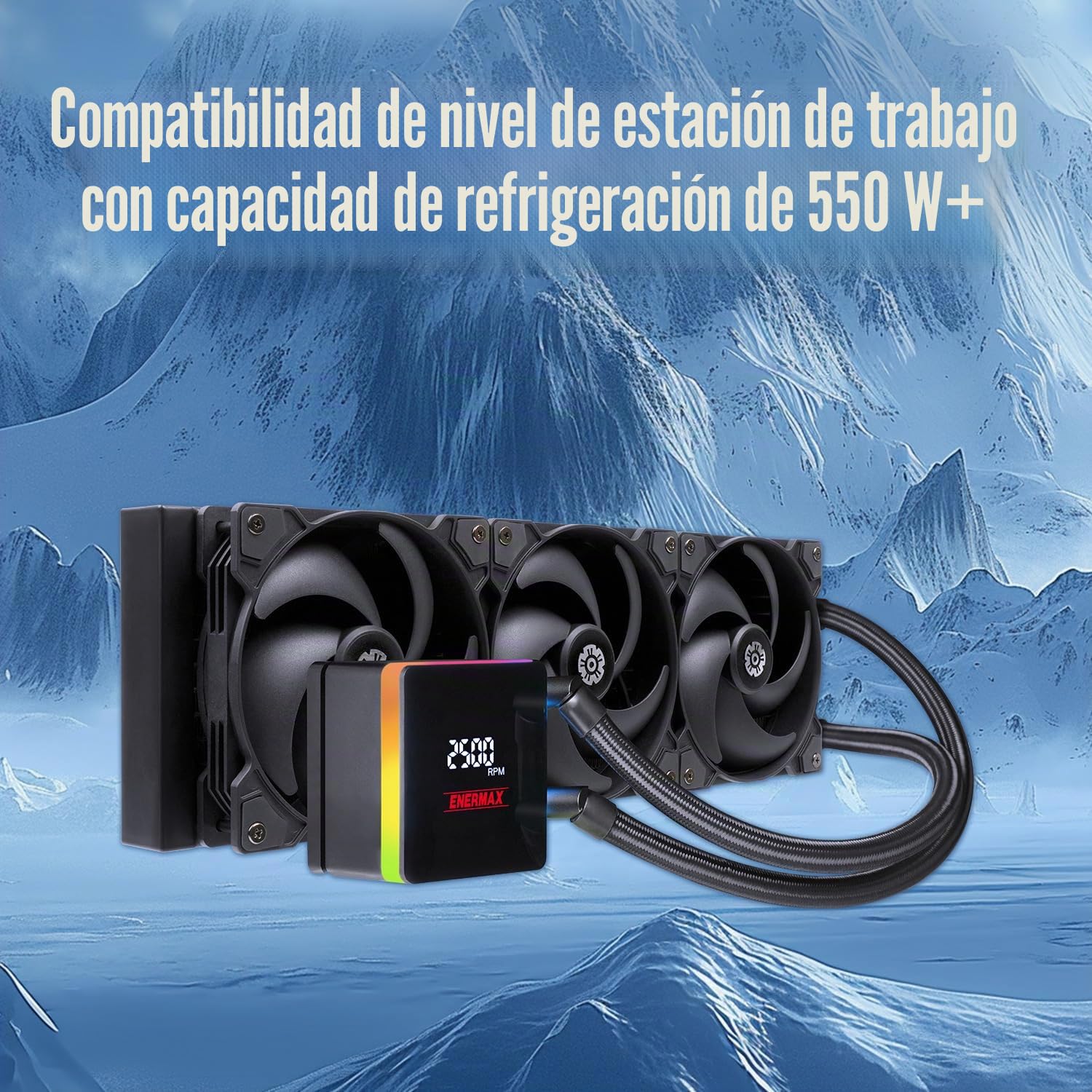 ENERMAX LIQTECH XTR|360 mm AIO CPU refrigeración por agua|TDP 550 W+|AMD Ryzen Treadripper sTR5/sTRX5/SP6|Intel Xeon LGA4677 |100% CPU cobertura|Pantalla digital|ELC-LTXTR360