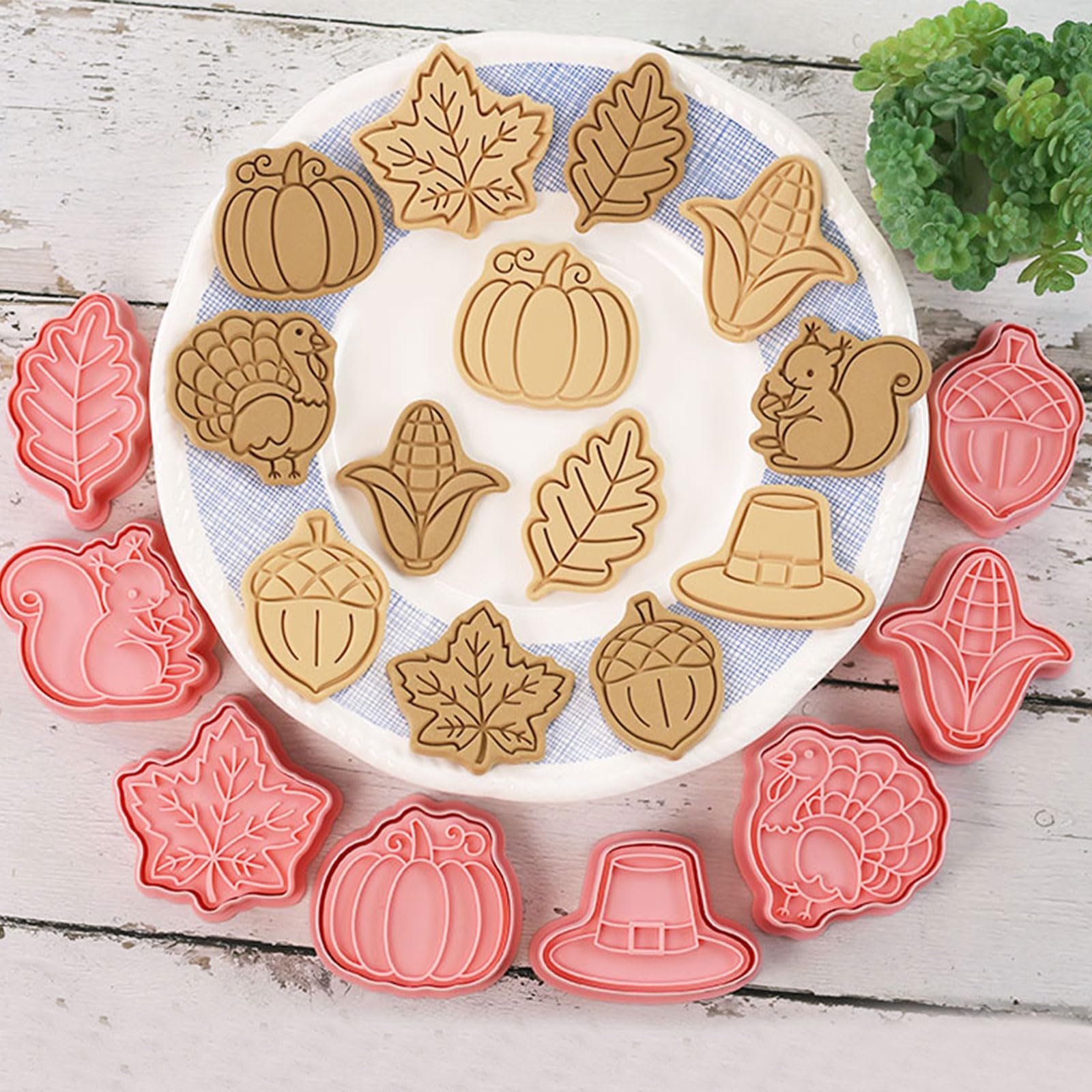 8 Emporte-pièces Automne Thanksgiving - Citrouille, Feuille, Dinde, Etc., En Plastique Alimentaire
