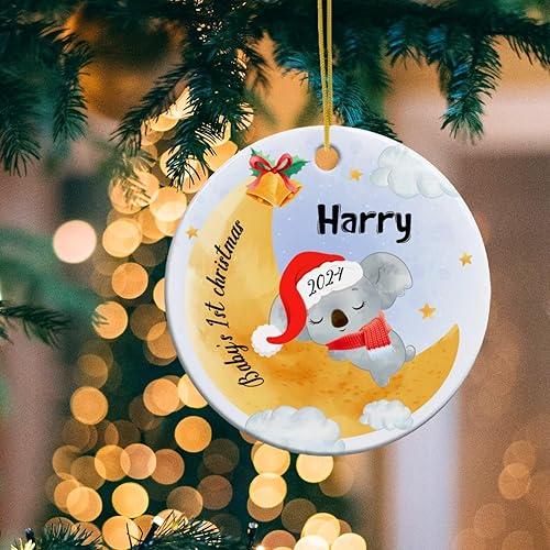 Vista 67 de Adorno de cerámica personalizado para la segunda Navidad del bebé, vaca lechera Feliz Navidad 2025, regalo personalizado para los amantes