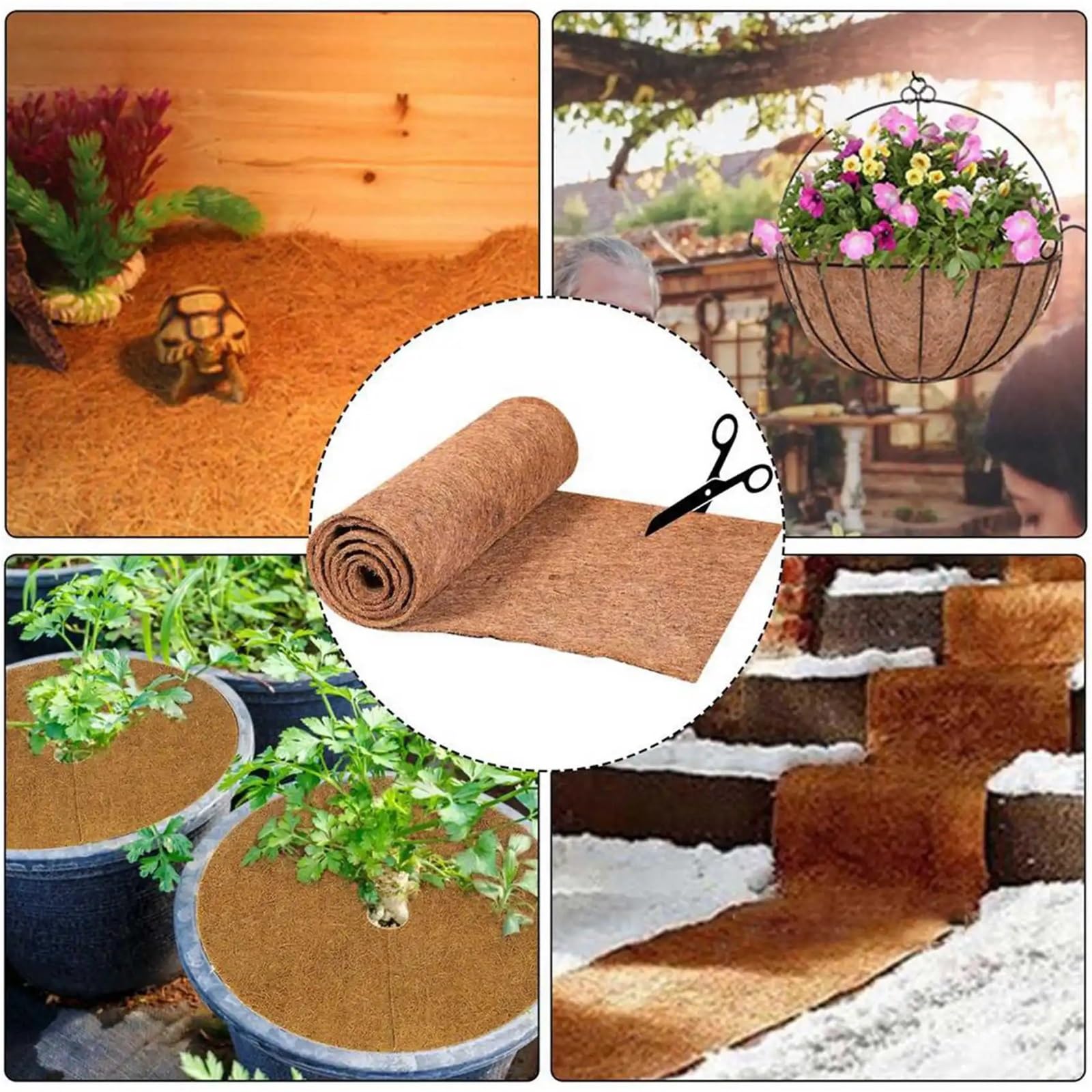 Kokosmatte 2X Großrolle 0,5 m x 1 m Blumentopfmatte aus Kokospalmenholz for Wandampeln und Gartenbedarf