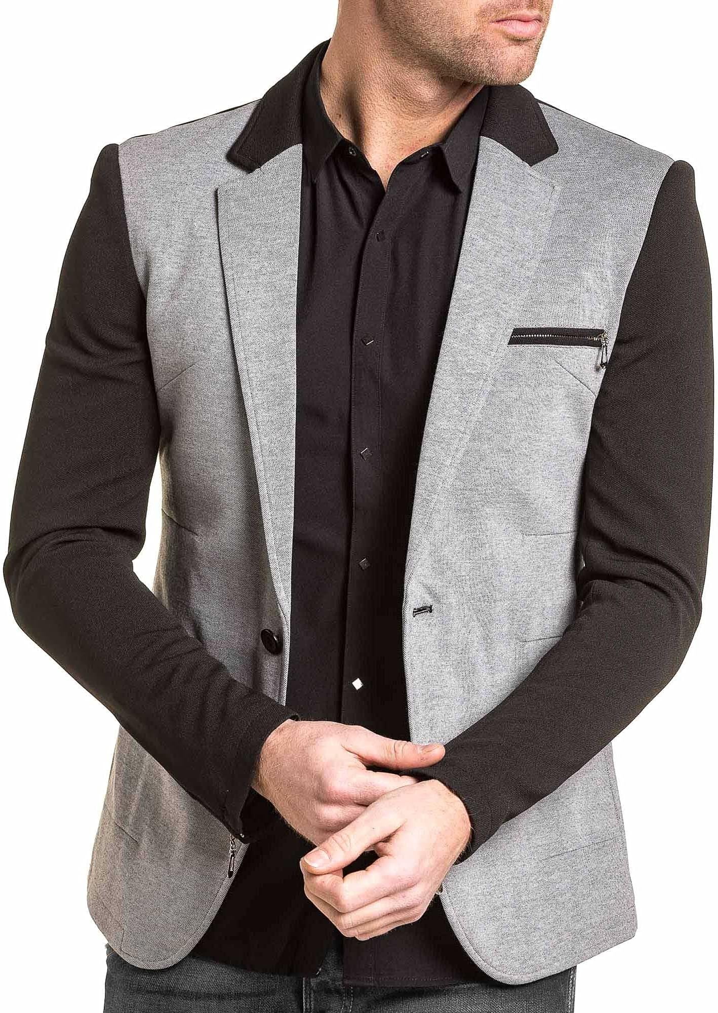 BLZ Jeans blazzer Gray Suit Jacket and Black Stylish Man