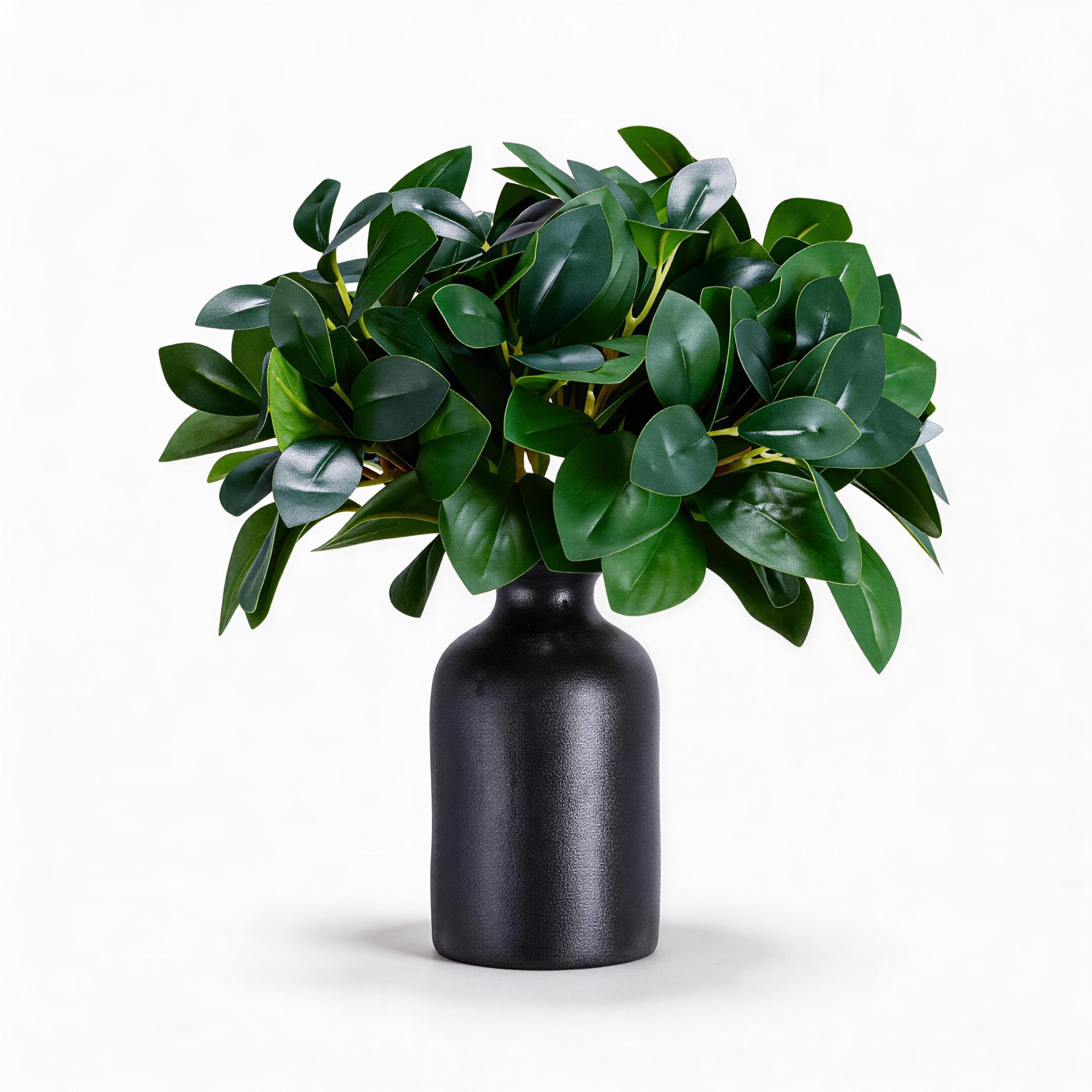 View 1 of 12" Artificial Plant Indoor Small Fake Plants Eucalyptus Stems With Vase