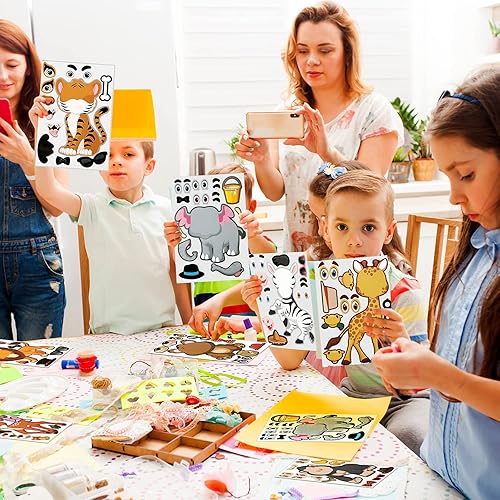 Miniatura 5 de 48 hojas de calcomanías con diseño de animales de safari, crea tu propio safari de animales, zoológico, safari, regalos de fiesta para recuerdos de