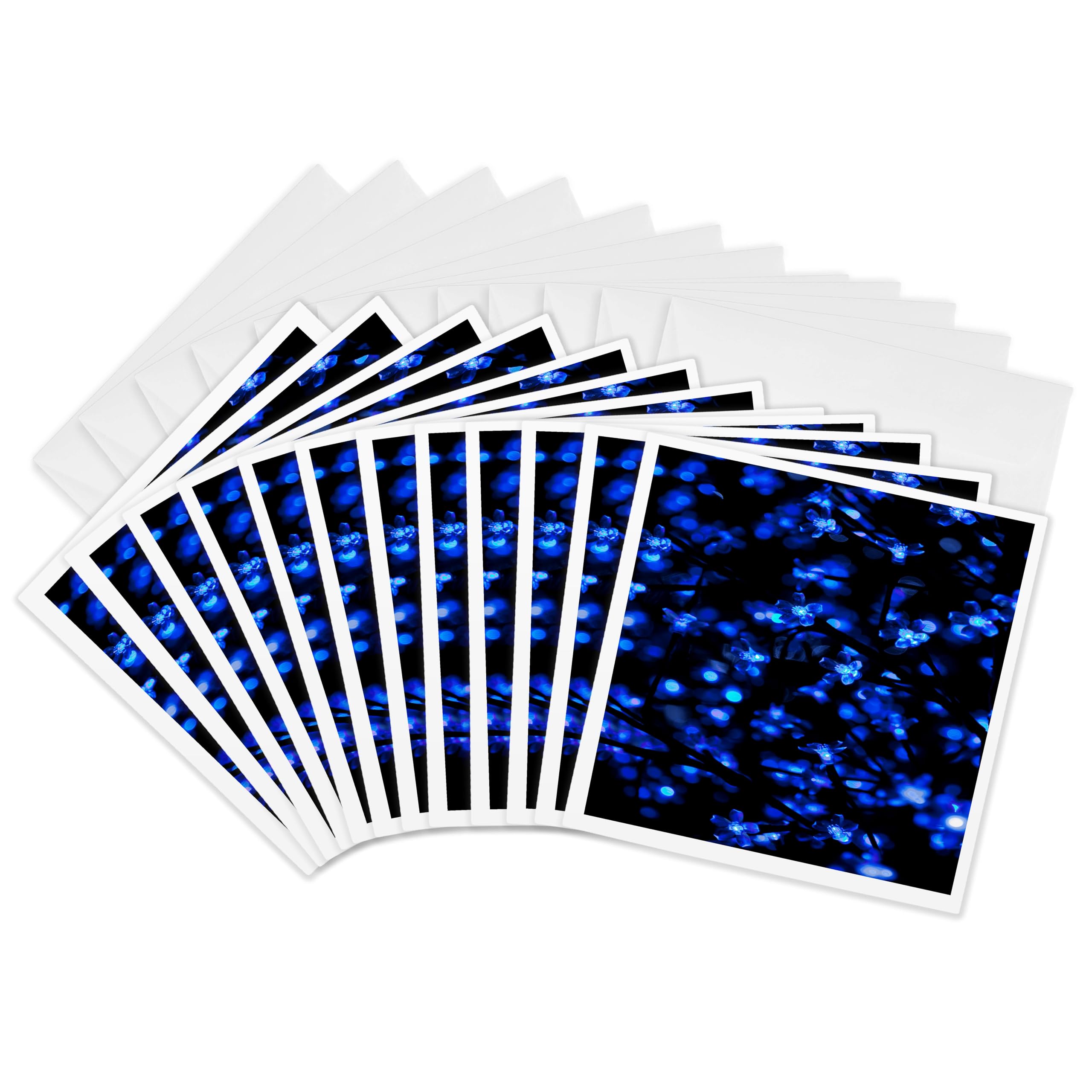 3dRose gc_36871_2 6 x 6-Inch "Blue Christmas Light Flurry " Greeting Card (Pack of 12)